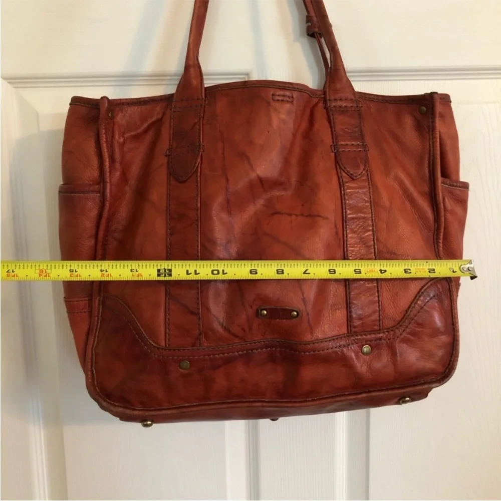 Frye leather campus shopper tote purse over night bag laptop case shoulder strap